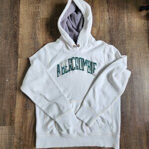 Abercrombie & Fitch Hoodie Mens XL Pullover Applique Distressed Vintage White  -